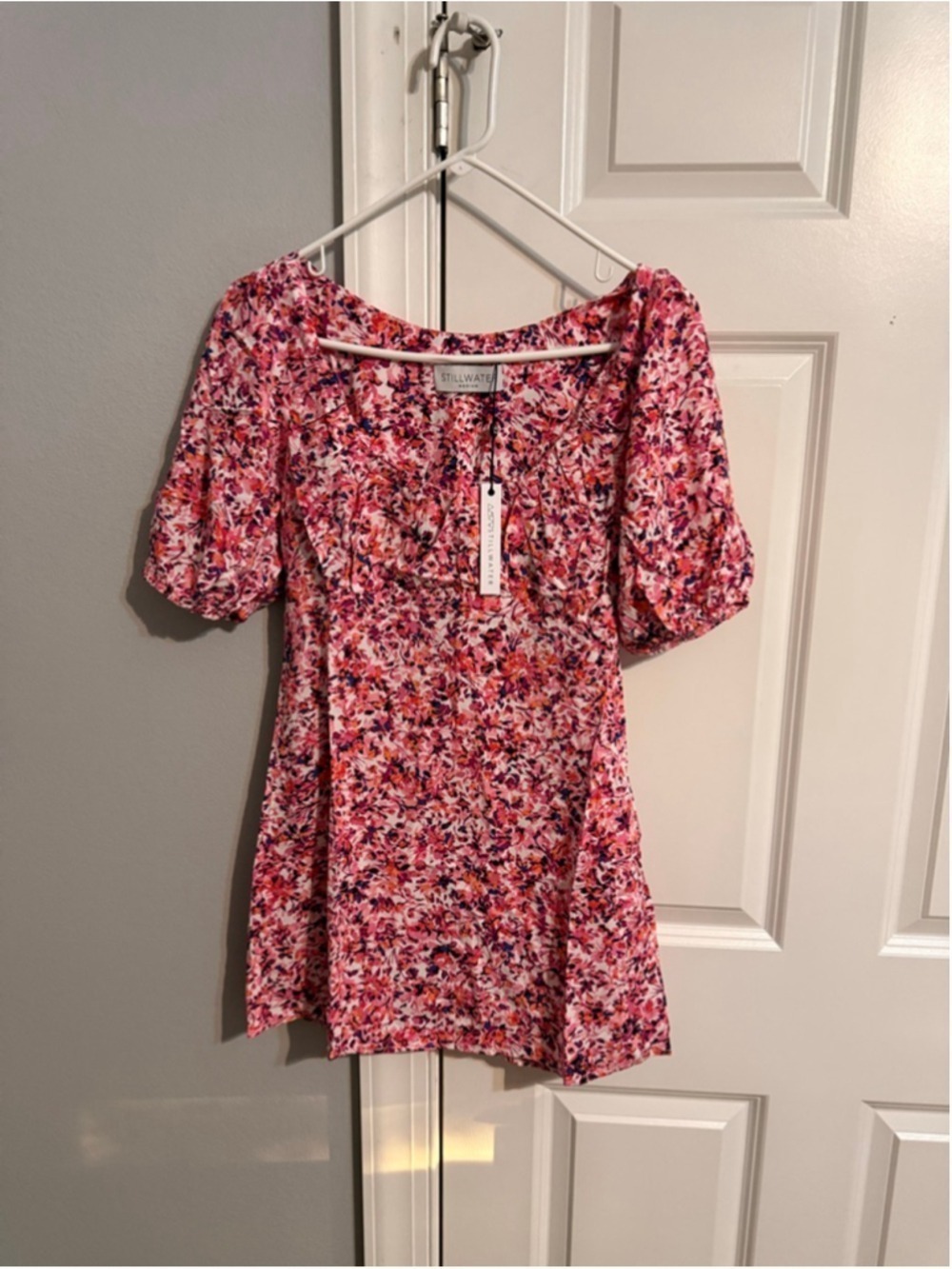 Women's Stillwater Pink Floral Mini Dress M - Picture 5 of 8